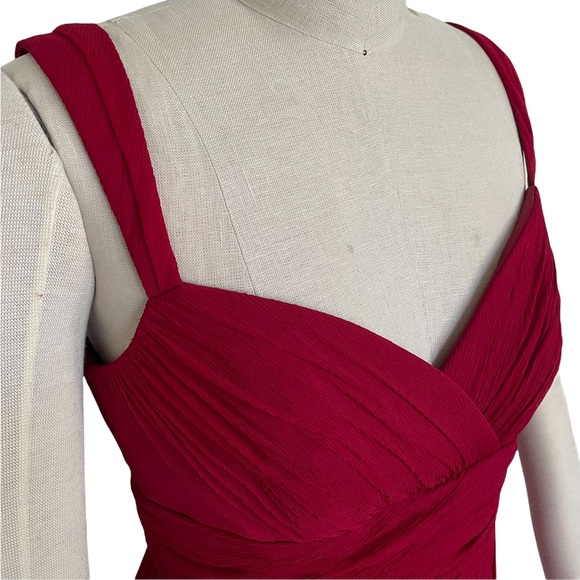 Melissa Sweet Red Silk Dress with Sweetheart Neckline Size 4 - Picture 4 of 10